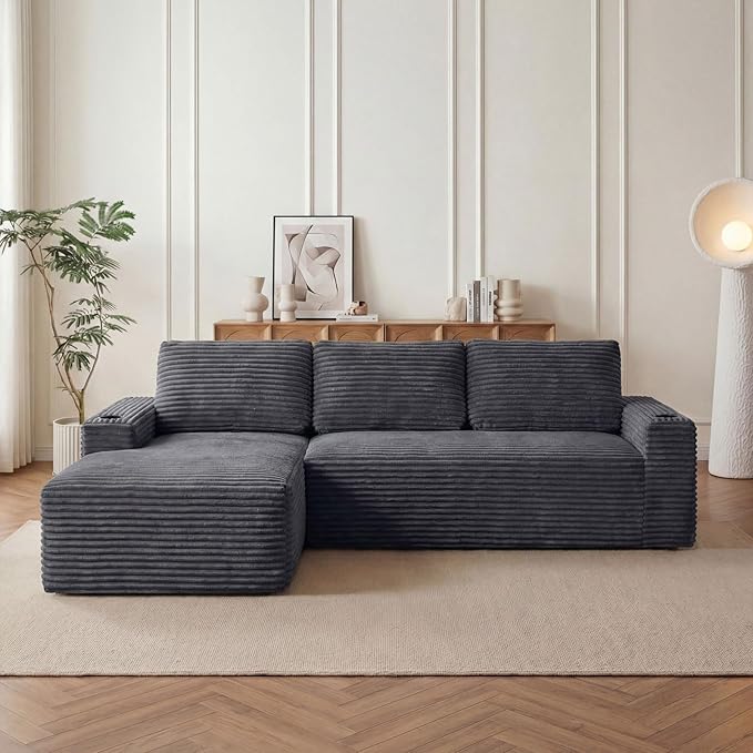 104 L Shaped Modular Sectional Sofa Cloud Sectional Couch with Deep Seats Built-in Cup Holders &amp Side Pockets Upholstered Boneless Modern Modular Sofa Couch with Chaise for Living Room Bedroom