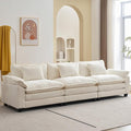 120 Modular Sectional Sofa Comfy Cloud Couch Sectional Sofa Chenille Sofa Sleeper Deep Seat Sofa with Throw Pillows for Living Room (Beige White 120- 3 Seater)