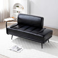 Upholstered Leather loveseat Sofa 55 Modern Bedroom Bench Window Bench with 360-degree Swivel Tray Small Couch for Living Room Bedroom Hallway Dark Black