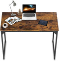 HCB Computer Desk 39inch Home Office Desk Writing Study Table Modern Simple Style PC Desk with Black Metal Frame(Brown)39x20x29inch