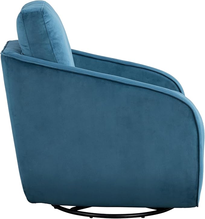 Studio Living® Lydia 35.3 Swivel Accent Chair Modern Boho Fully Assembled Pocket Coil Comfort Round Swivel Base Leg Soft Velvet Fabric Blue