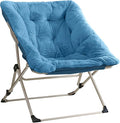 Walsham Folding Comfy Chair Faux Fur Soft Cozy Lounge Reading Papasan Chair for Adults Kids Bedroom Living Room Dorms Small Space Blue