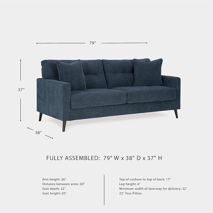 Signature Design by Ashley Bixler Classic Tufted Sofa with Removable Cushions Blue