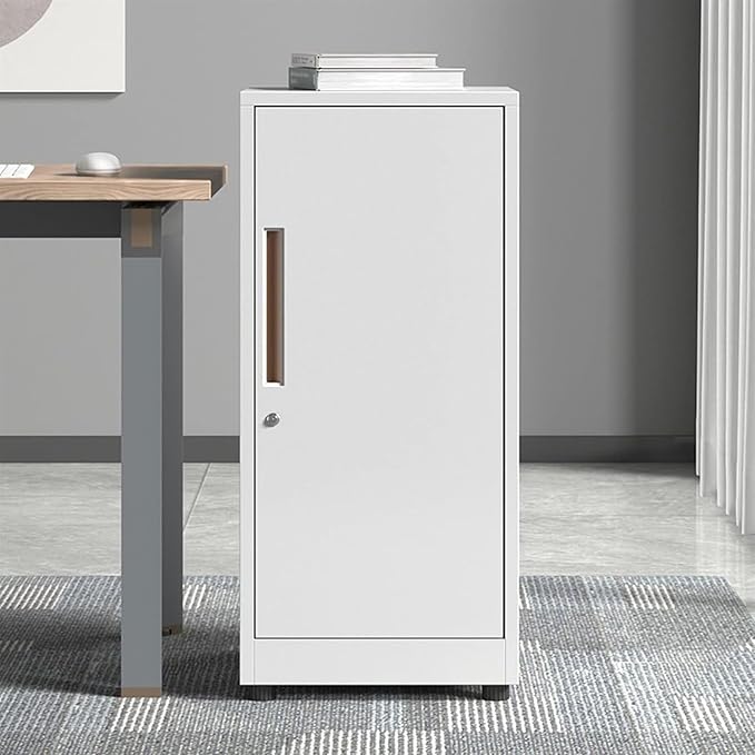 File Cabinet with Lock File Cabinet Vertical Filing Cabinet Single Door Locking File Cabinet Storage Box(Color:White)