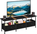 ETELI Small TV Stand for Living Room Entertainment Center with Storage TV Consoles Tables with Fabric Dressers for Bedroom 50/55/60 inch Television