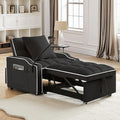 Sleeper Sofa Chair Bed with Charging Ports &amp Phone Holder &amp Cup Holder Modern Velvet 3 in 1 Convertible Pull Out Single Sofa Chair Bed for Small Spaces Apartment Black