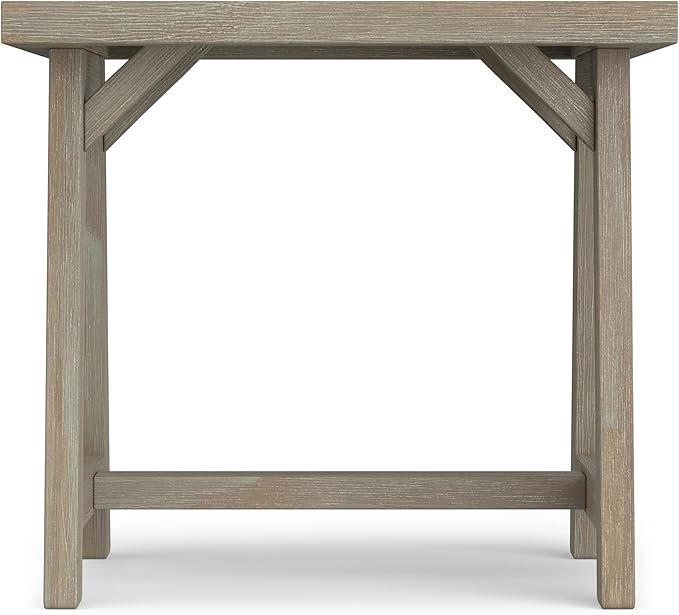 SIMPLIHOME Sawhorse SOLID WOOD 22 inch Wide Square Modern Industrial End Side Table in Distressed Grey for the Living Room and Bedroom