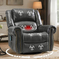 MEETWARM Oversized Massage Rocking Recliner Chair with Heat Manual Glider Swivel Rocker Recliner with High Back 360°Swivel Nursery Reclining Sofa with Remote Control/USB Port for Living Room(Gray)