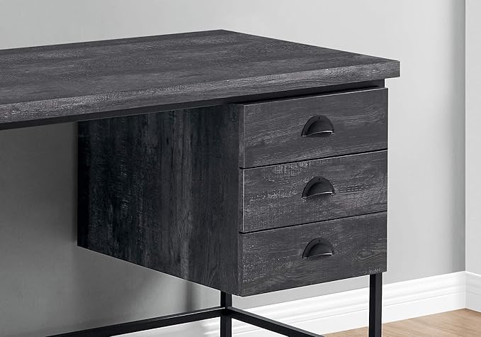 Computer Desk Home Office Laptop Storage Drawers 55 l Work Black Laminate Black Metal Contemporary Modern
