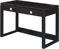 Pemberly Row Two-Drawer Desk with Charging Station Black Wood Finish 47.25 in x 23.25 in x 30.75 in Includes USB Ports and Outlet Concealed Storage Home Office Desk for Workspace Organization