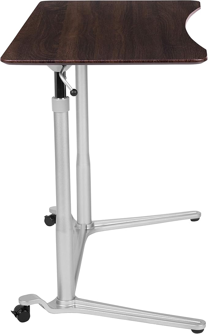 Flash Furniture Merritt Sit-Down Stand-Up Dark Wood Grain Computer Ergonomic Desk with 37.375W Top (Adjustable Range 29 - 40.75)