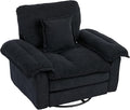 360° Swivel Accent Chair Oversized Plush Modern Chenille Armchair with Padded Seat &amp Back Comfy Spinning Chair for Living Room Bedroom Office (Black)