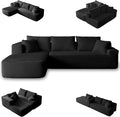 108 Boneless Couch L-Right Shape Sofa Couch with Chaise High-Resilience Memory Foam Corduroy Cloud Sectional Couches for Living Room Offices &amp Leisure Areas No Assembly Required Black