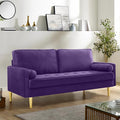 SZLIZCCC 67 LoveSeat Sofa Love Seat Couch Mid Century Modern Couchs Velvet Fabric Pull Dot Design Sofas with Two Round Pillows for Small Spaces Living Room Dorm Bedroom Apartment (67-Purple)