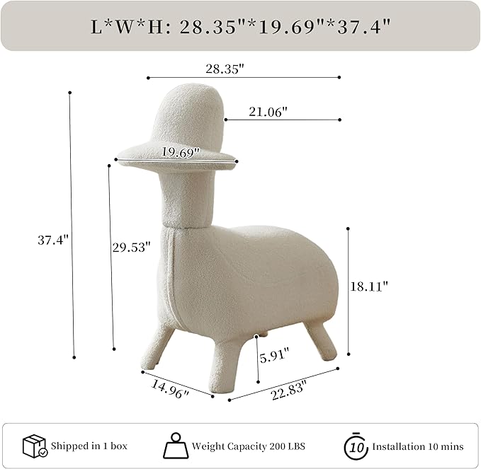 Animal Shape Gaming Chair Soft Lamb Wool Cute Duckbill-Shaped Chair for kids Deep Cushion Small Sofa for Small Space Ideal for Bedroom/Living Room/Office Stylish Furniture Easy Assembly Beige