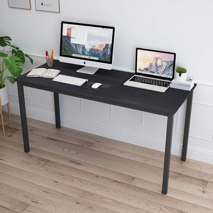 SogesPower 63 inches Computer Desk Study Table PC Laptop Office Desk Workstation for Home Office Black