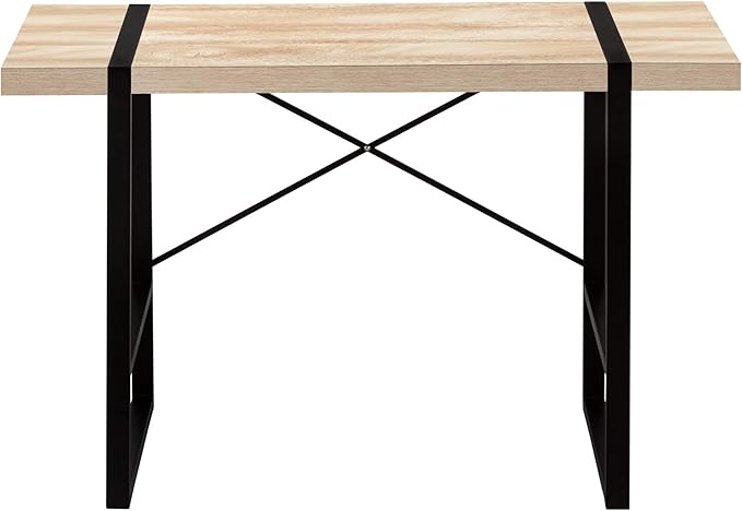 Computer Desk Home Office Laptop 48 l Work Natural Laminate Black Metal Contemporary Modern