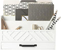 BLU MONACO | Wooden Mail Organizer with Drawer | Mail Organizer Wood Desktop Storage | Tabletop Organizer with Drawers White Farmhouse Desk Sorter