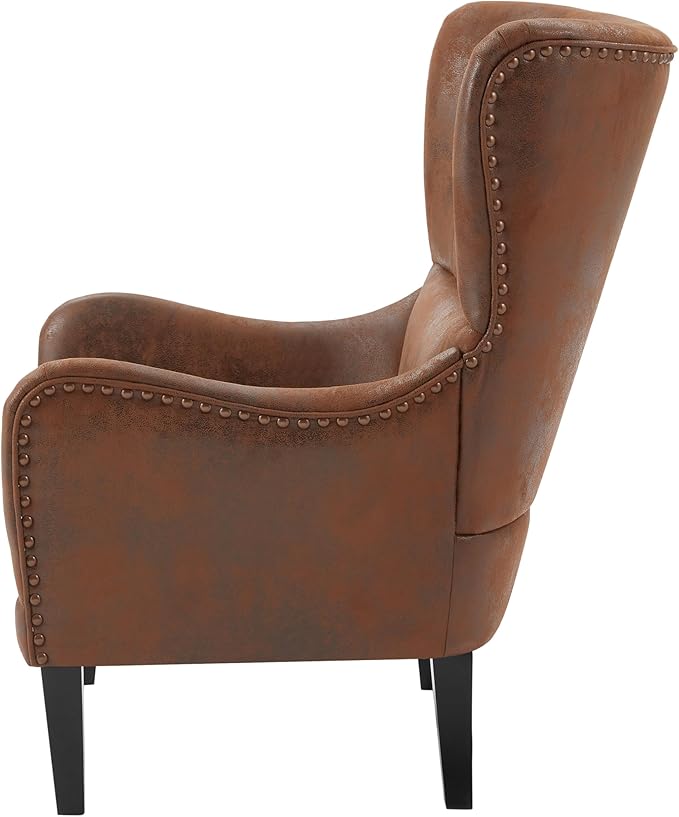 Christopher Knight Home Lorenzo Fabric Studded Club Chair Brown 36D x 26.75W x 41.5H in