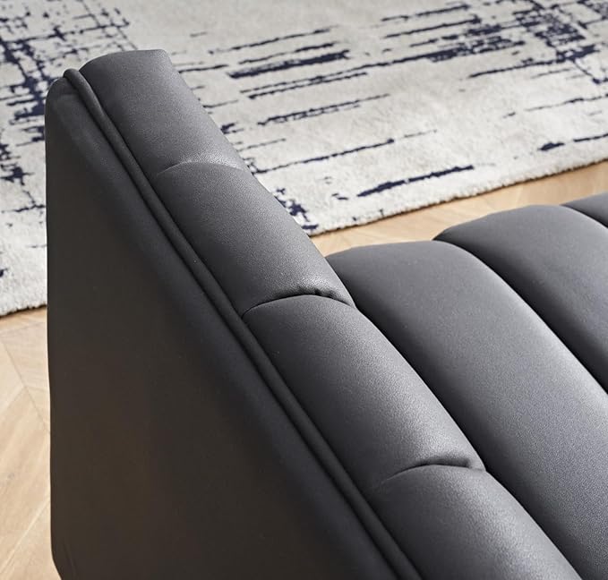 Direct Glam Fabric Upholstered Solid Wood Frame 82.7 Art Deco Sofa for Living Room Office Sophisticated 3 Seater Couch Black