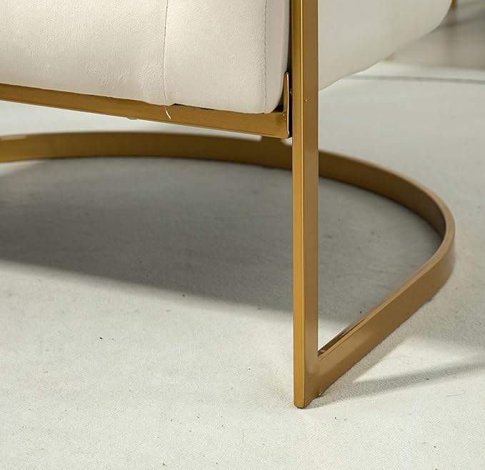 Velvet Modern Accent Armchair - Luxury Gold Frame | Versatile Seating for Living Room Bedroom Office Beige