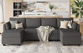 114.17 Modular Sectional Sofa 6 Seat Modular Couch with Storage Memory Foam Convertible Sectional Couches for Living Room U Shaped Comfy Modular Sofa with Chaise Dark Grey