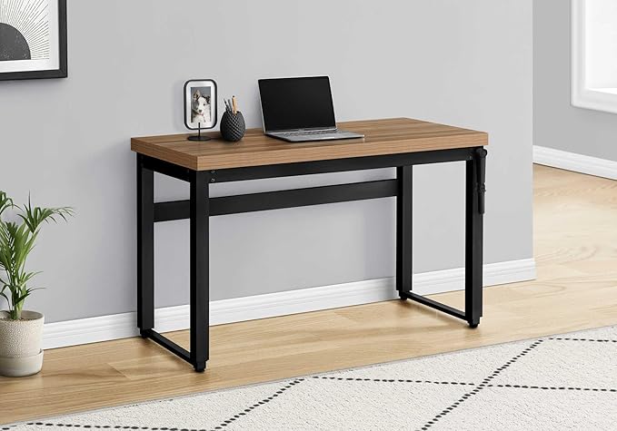 Monarch specialties I 7677 Computer Desk Home Office Standing Adjustable 48 L Work Laptop Metal Laminate Brown Black Contemporary Modern