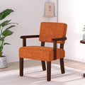 Mid Century Modern Accent ChairArmchairs with Solid Wood Frame and LegsUpholstered Reading Leisure Chair for Living RoomBedroomOfficeWaiting Room (Orange)