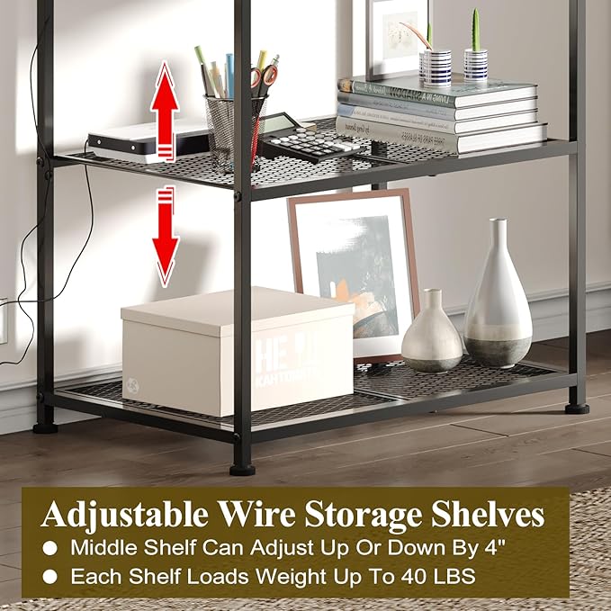 23 Inch to 50 Inch Floor Small Corner TV Stand with Storage Shelves for Living Room Bedroom Universal Floor Television Stands with Mount Farmhouse Black TV Table Desk Shelf for Small Spaces
