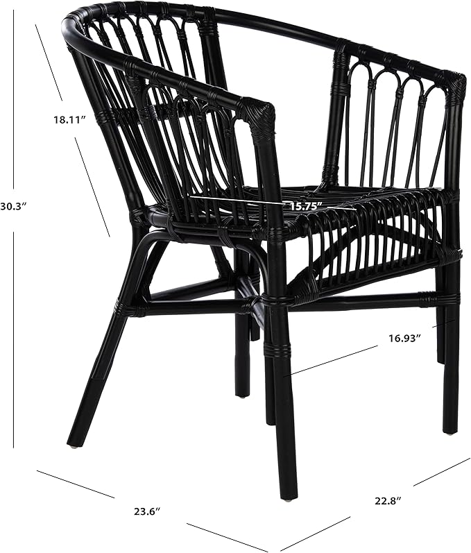 Safavieh Home Adriana Coastal Black Rattan (Set of 2) Accent Chair (ACH6505A-SET2)