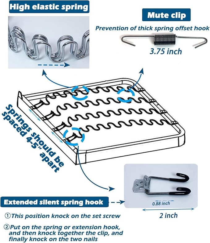 Kaupuar 27 Sofa Upholstery Spring Replacement Kit for Couch Support Recliner Parts Chair Glider Rocker Furniture fix Sagging seat Repair (27 inch 4pcs)