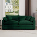 80 Sectional Loveseat Couch for Liiving Room Corduroy Cloud 2 Seater Couches Modern Comfy Deep Seat Sofa for Small Spaces &amp Apartment (Green 2-Seats)
