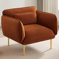 Oversized Accent Chair for Office Brown Side Chair &amp Soccasional Chairs for Living Room Comfortable Chair for BedroomVelve Club Chairs with Gold Legs Lumbar Pillow (Brown)