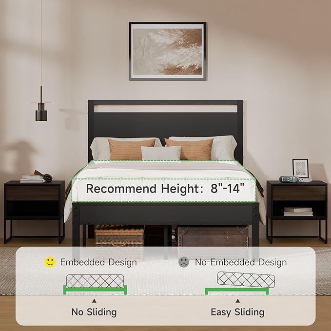 Z-hom Easy Assembly Sturdy Metal Platform Bed Full Size Bed Frame with Headboard &amp Footboard Anti-Slip &amp Silent Support No Box Spring Needed with Underbed Storage Modern Bedroom Furniture