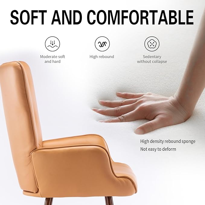 UNICOO - High Wingback Living Room Chairs Vintage Button Wingback Chair Velvet Side Chair Leisure Chair Wingback Reading Chair for Living Room Bedroom Waiting Room (Hermes Orange)