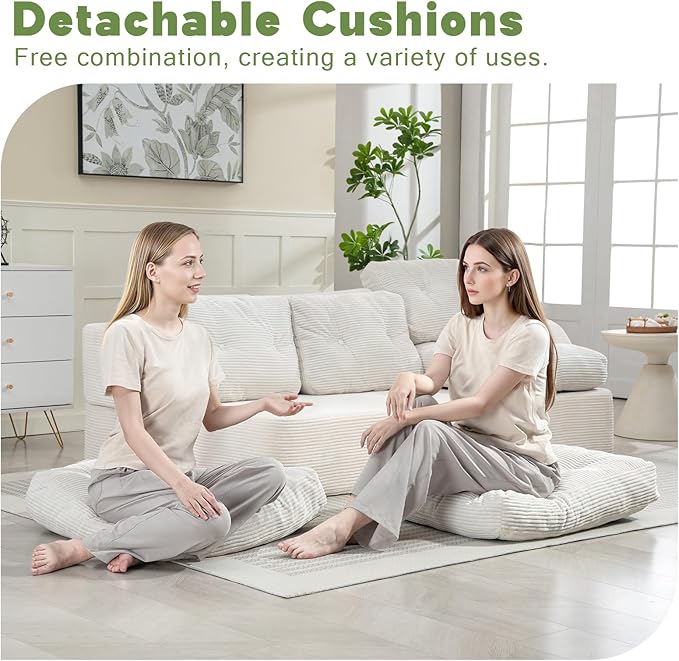 from Couch to Cloud: 3-Seater Boneless Sofa Bed for Small Spaces Cozy Tufted Corduroy Sleeper for Modern Adults No Assembly Needed Ships Compressed