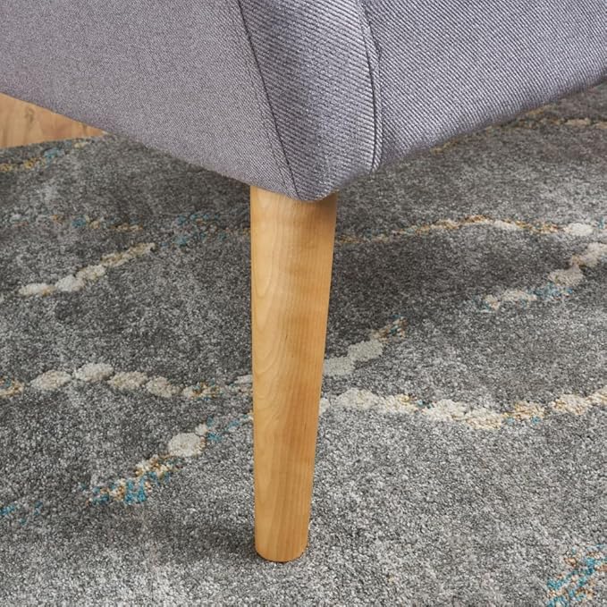 ChairArmchair ReclinerModern Club Chair Upholstered Fabric Accent Chair with Button-Tufted Backrest and Tapered Birch Wood Legs Ideal for Living Room (Light Grey + Fabric)