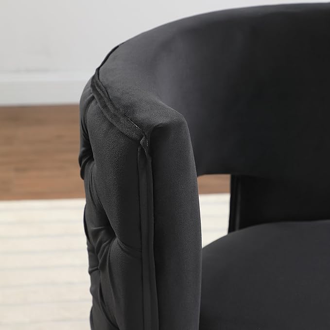 Swivel Accent ChairVelvet Round Storage Sofa Club Upholstered Barrel Modern Arm Chair for Nursery Living Room Hotel Bedroom Office Lounge Hotel Office (Black)
