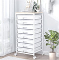 Rolling Storage Cart with DrawersUtility Cart With 8 Drawers and Wooden TabletopRolling Drawer CartStorage Drawer Cart for Living RoomClassroomBedroomBathroomDormOfficeWhite
