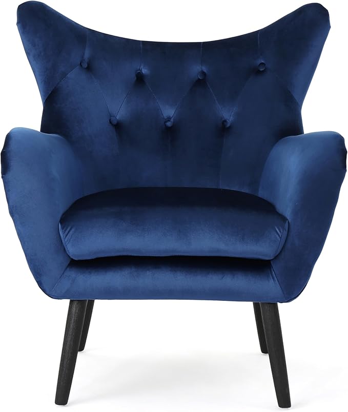 Velvet Button Tufted Wing Back Accent Chair Modern Arm Chair for Living Room/Bedroom/Office Guest Reception