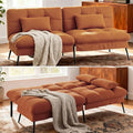 COMHOMA Convertible Sofa Bed68″Fabric Couch with Adjustable BackrestLoveseat Recliner Sleeper Living Room Furniture futon SetOrange