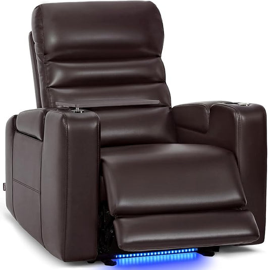 MCombo Zero Gravity Power Recliner Chair with Adjustable Headrest for Living Room Home Theater Seating Recliner with 360° Swivel Tray Table USB &amp Type-C Ports LED Lighting Armrest Storage
