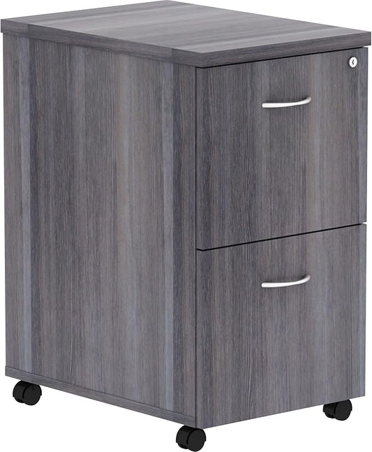 Lorell Weathered Charcoal Laminate Desking Pedestal - 2-Drawer