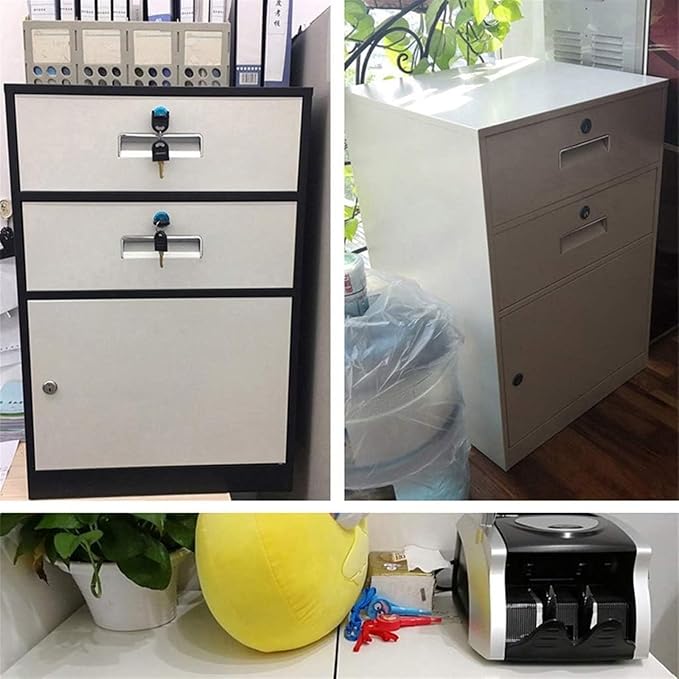 File Cabinet Three-Drawer File Cabinet Metal Desk Side Cabinet Bedside Cabinet Office File Cabinet Under Desk Storage(Color:C)