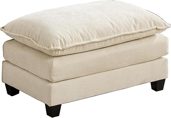 Beige Ottoman for Modular Sectional Sofa Chenille Fabric Cloud Couch Ottoman Oversized Sectional Seating for Living Room Bedroom Apartment Sofas para Sala