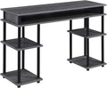 Convenience Concepts Designs2Go No Tools Desk Home Office Desk with Shelves Corner Shelf Vanity Desk Computer Desk Nail Table for Nail Tech - 47.25 L x 15.75 W x 30 H Charcoal Gray/Black