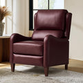 HULALA HOME Genuine Leather Recliner Chair Modern Push Back Recliner Armchair with Thick Seat Backrest &amp Footrest Nailhead Decor for Living Room Bedroom Burgundy