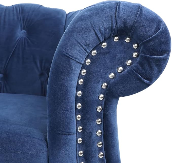 AVZEAR 3 seat Sofa Velvet Living Room Large Sofa Modern Chesterfield Fabric Modern 3 Seater Couch Furniture Classic Tufted Chesterfield Settee Sofa Blue