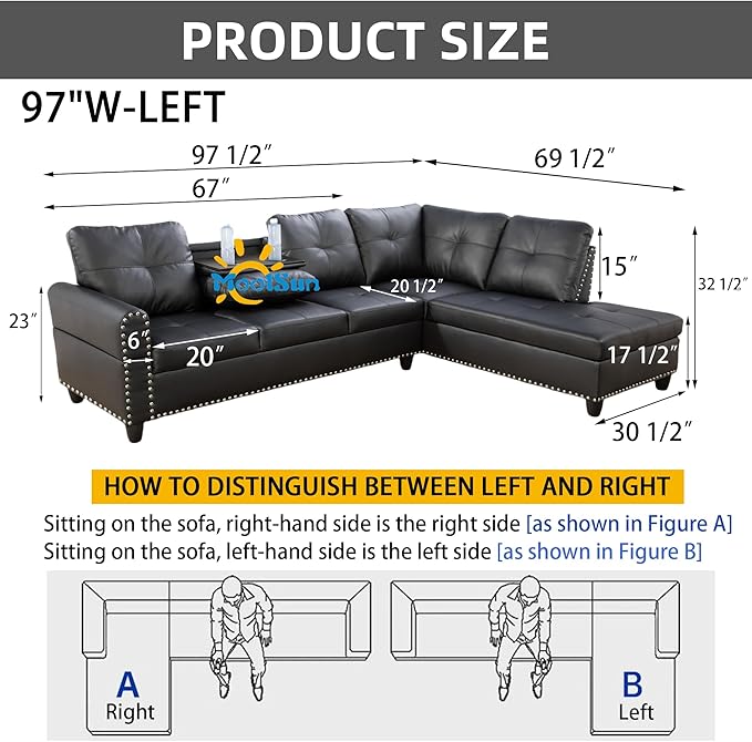 L-Shaped Combination Sofa Set Luxurious Synthetic Leather Living Room Sofa Suitable for Living Rooms Bedrooms Apartments and Offices