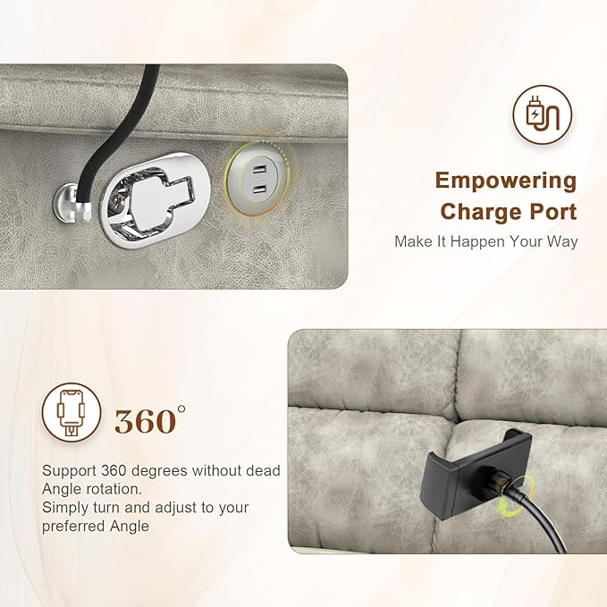 Home Theater Seating Reclining Sectional Sofa Reclining Couch with 4 USB 2 Flip-Up Middle Backrest &amp Drawers Wall Hugger RV Recliners 145° Adjustable Recline &amp Cup Holders for RV &amp Mov